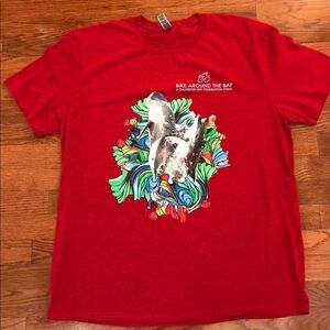 DOLPHINS GALVESTON BAY BIKE RED SUMMER SOUVENIR SHIRT XL